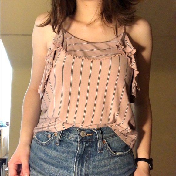 American Eagle pink striped shirt - Picture 1 of 4